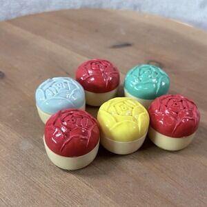 Vintage Rose Salt & Pepper Shakers Plastic Set of 6 Colorful